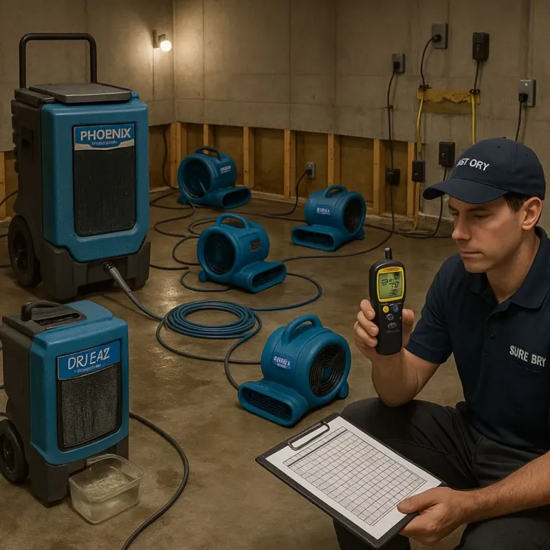 Structural Drying and Dehumidification process in Burns Harbor, IN